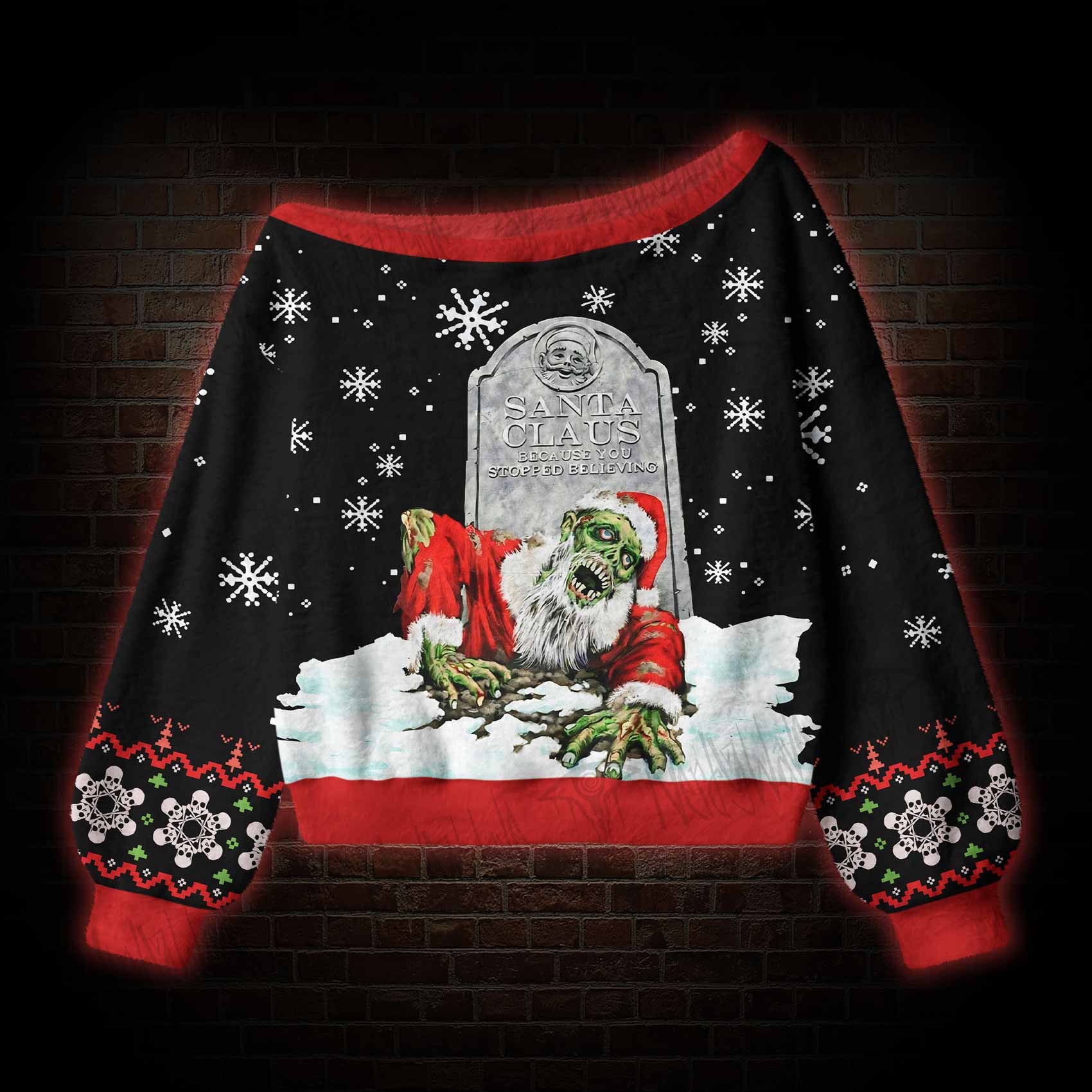 Because You Stopped Believing Off Shoulder Ugly Sweater