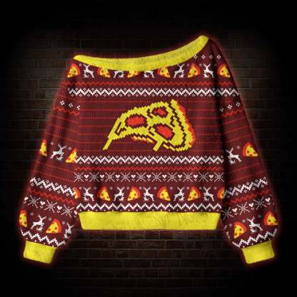 Pizza Slice Off Shoulder Ugly Sweater