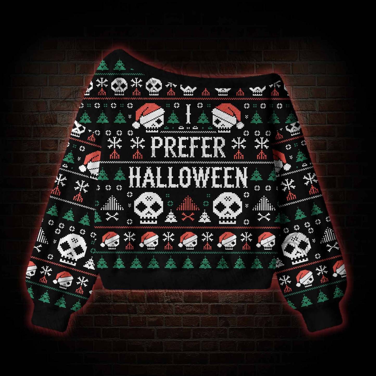 I Prefer Halloween Off Shoulder Ugly Sweater