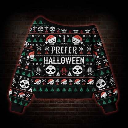 I Prefer Halloween Off Shoulder Ugly Sweater