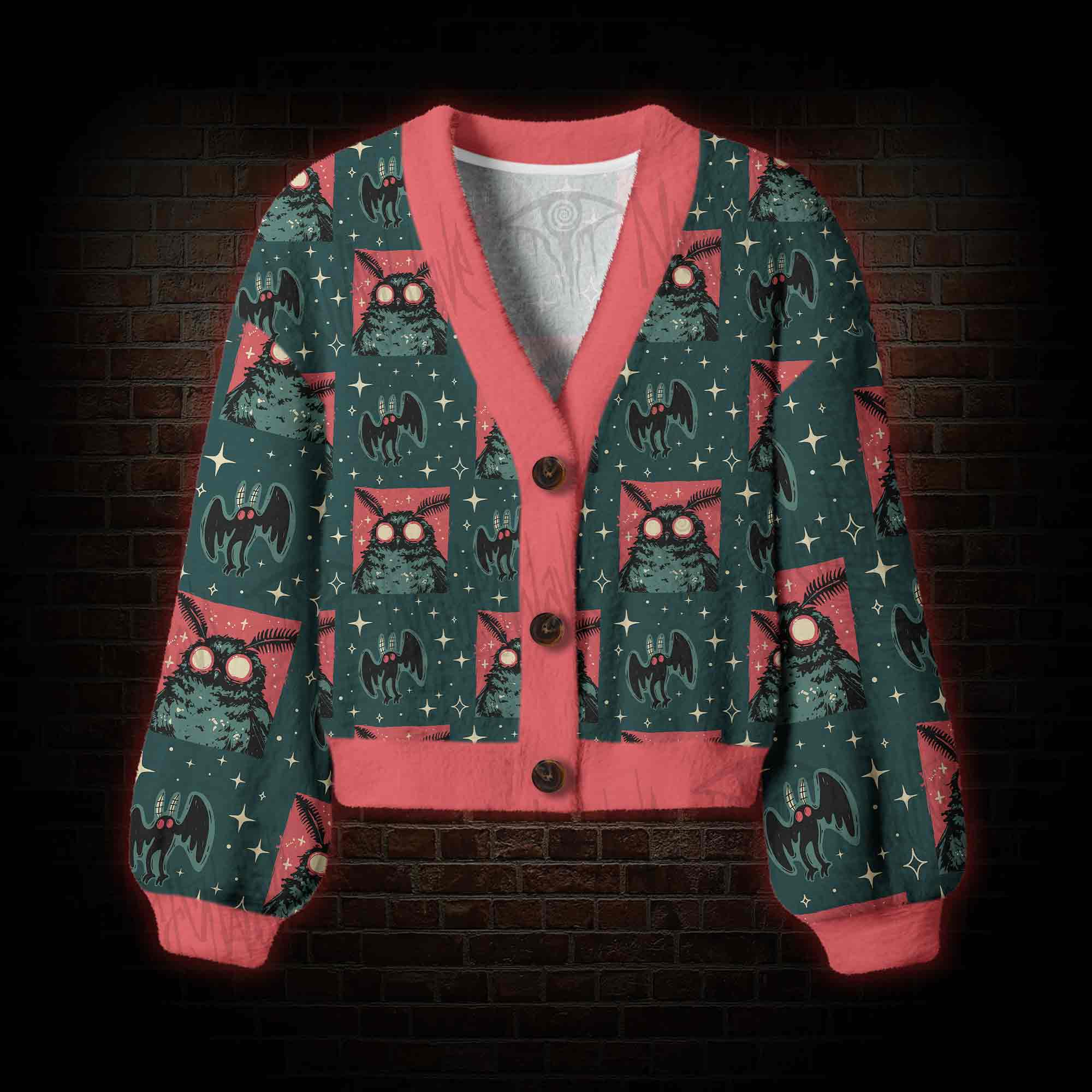 Starry Night Mothman Women's Cardigan Sweater