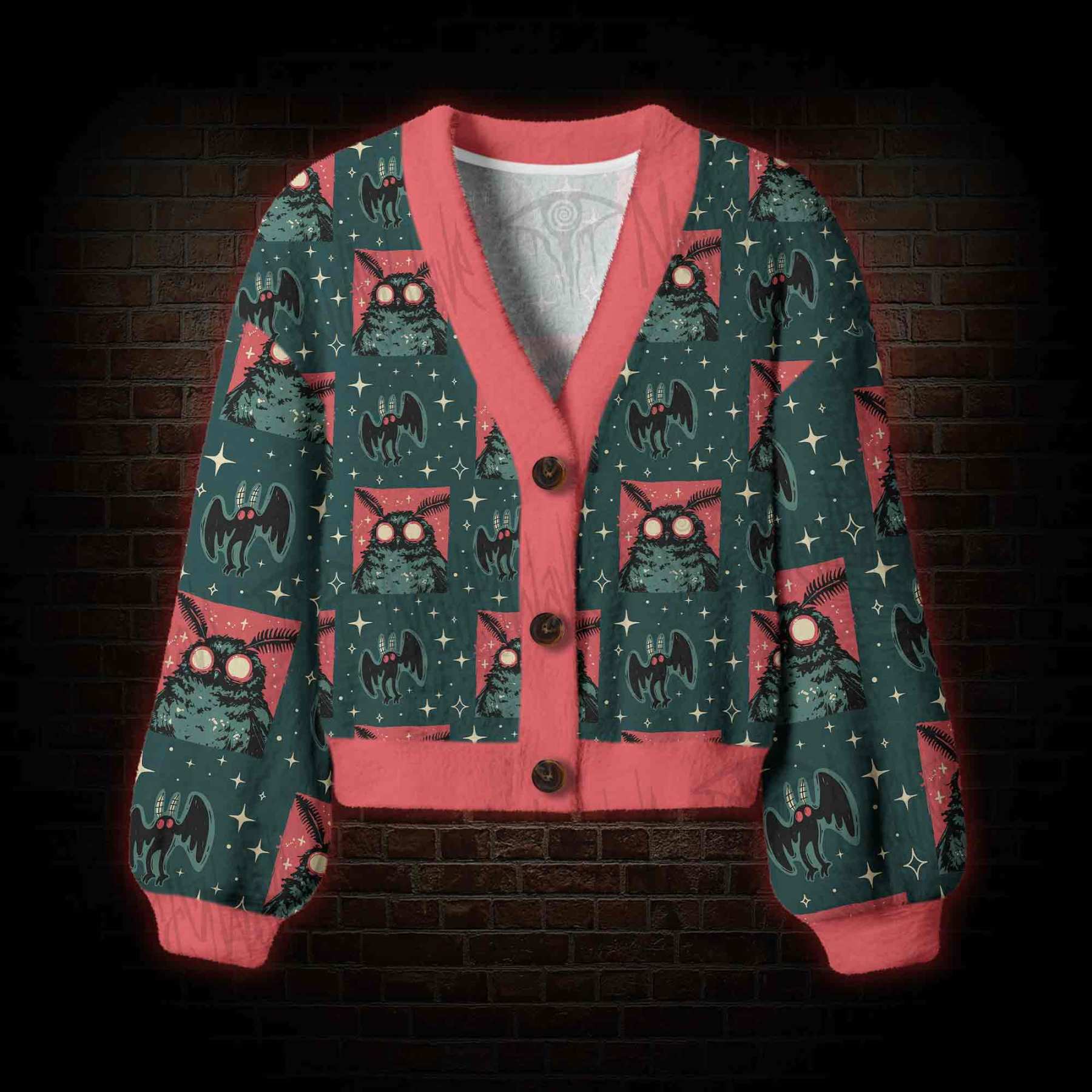 Starry Night Mothman Women's Cardigan Sweater