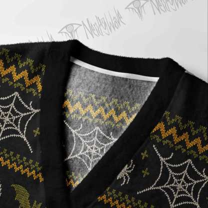 Halloween Retro Skull Cardigan Sweater