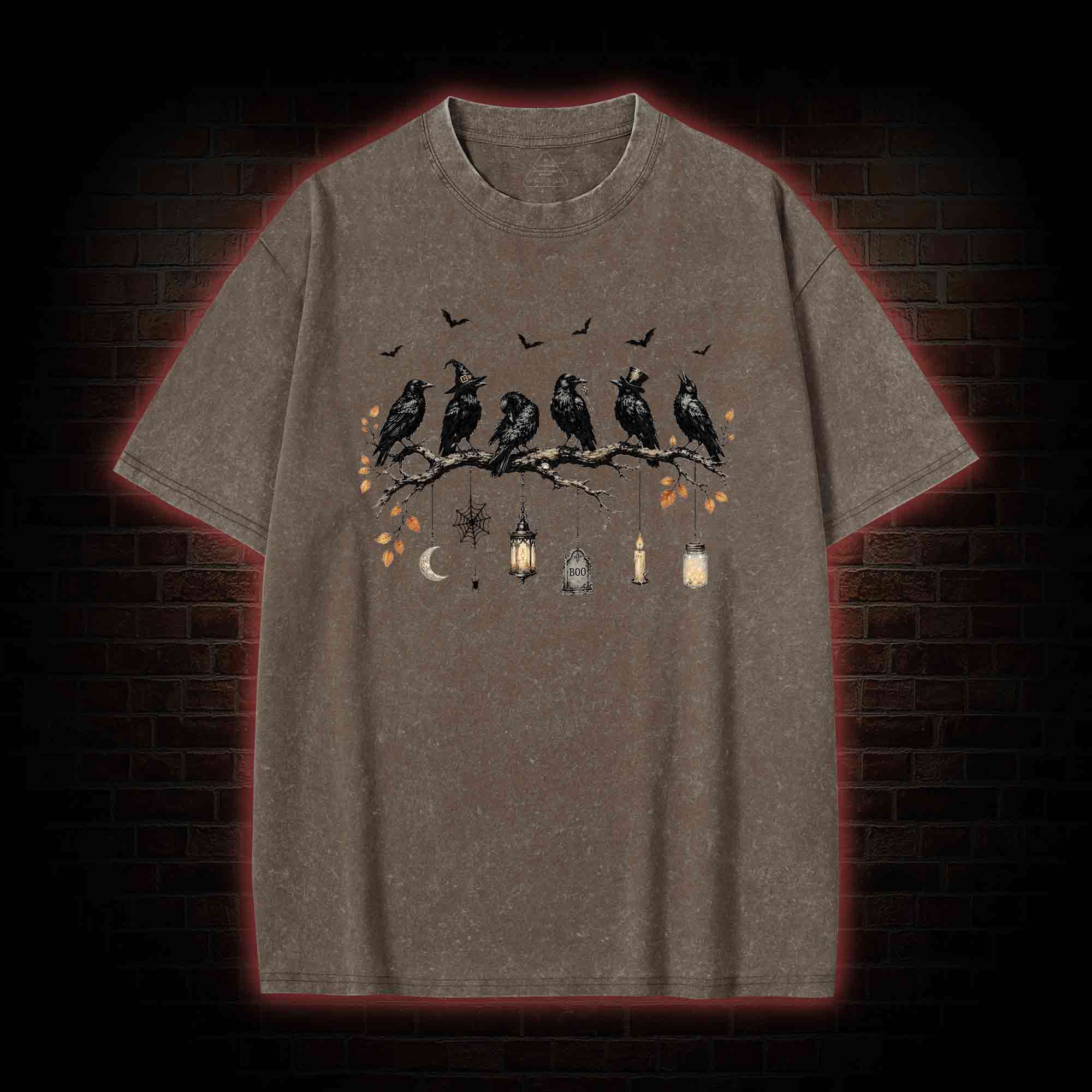 Black Crow Halloween Washed T-shirt