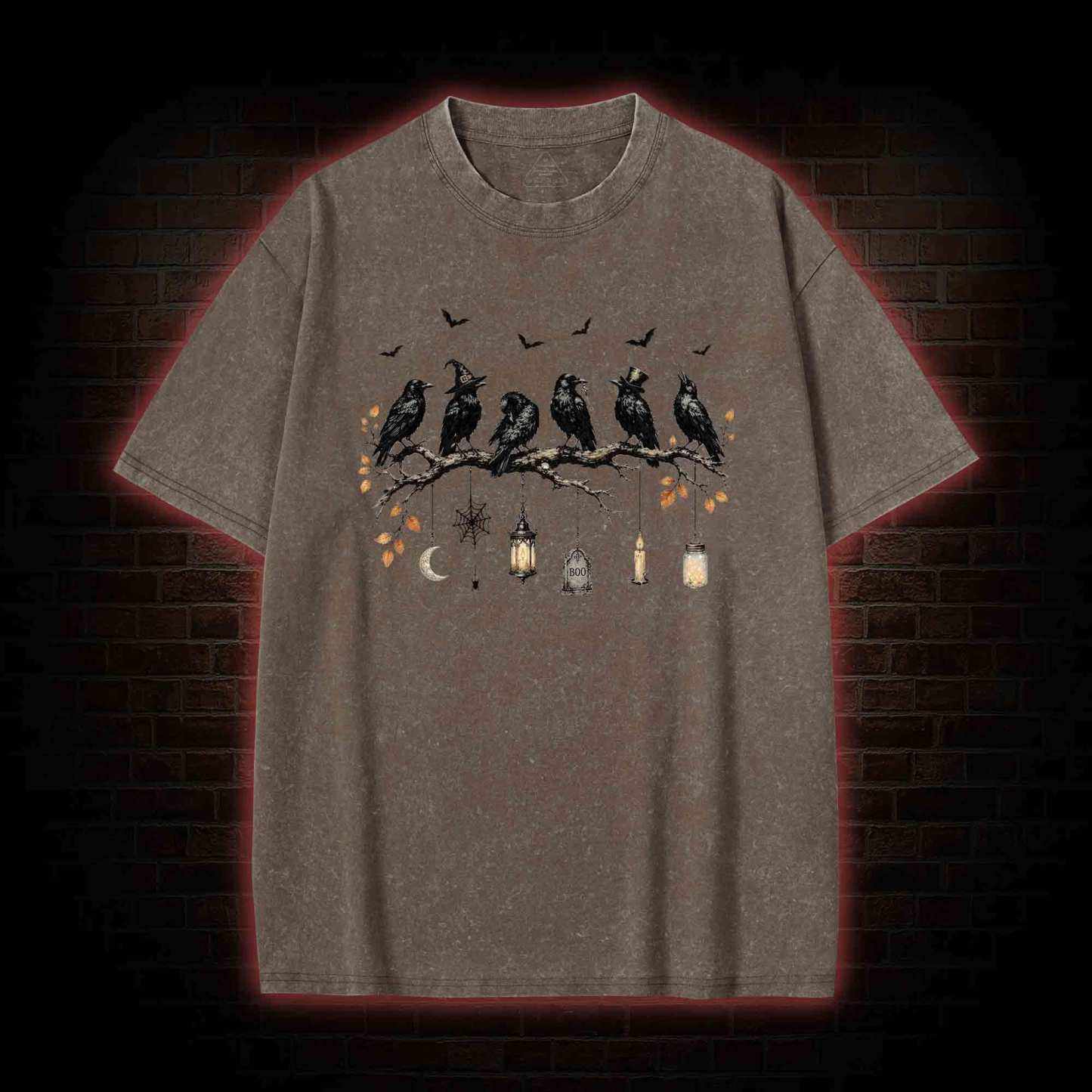 Black Crow Halloween Washed T-shirt