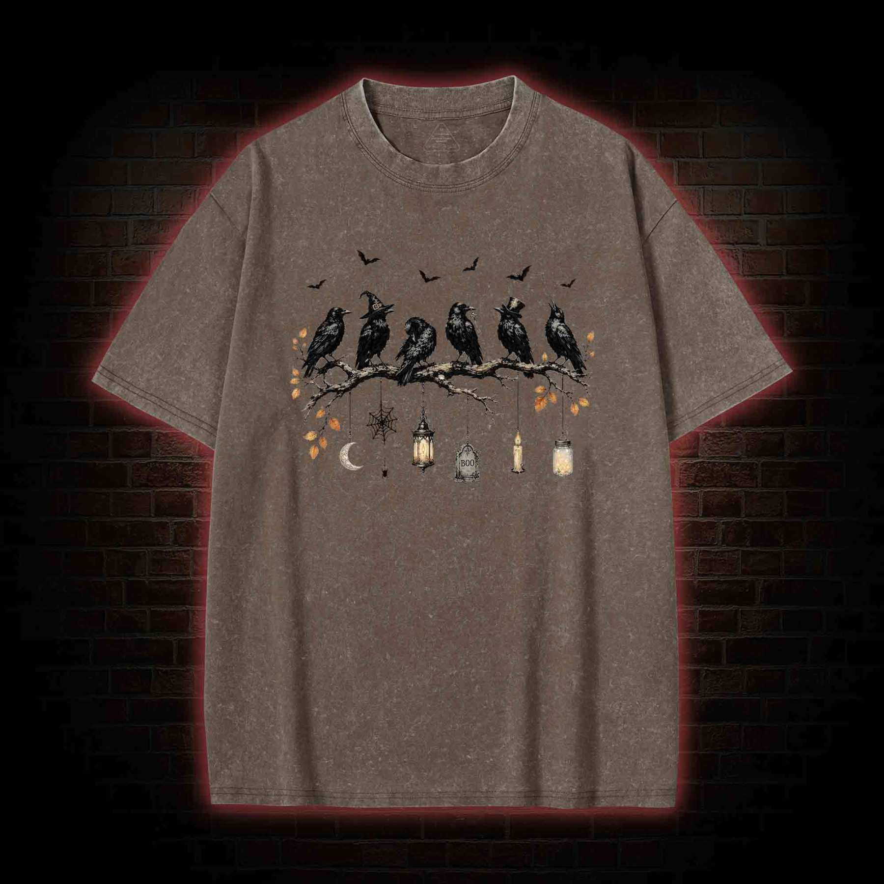 Black Crow Halloween Washed T-shirt