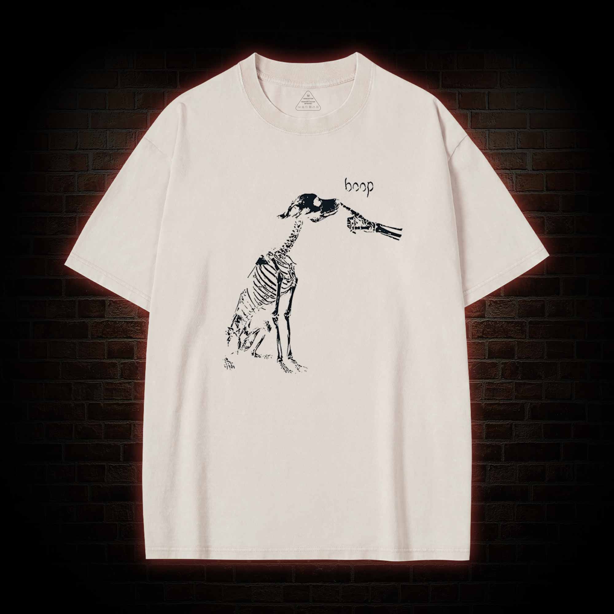 Boop Dog Skeleton Halloween Washed T-shirt