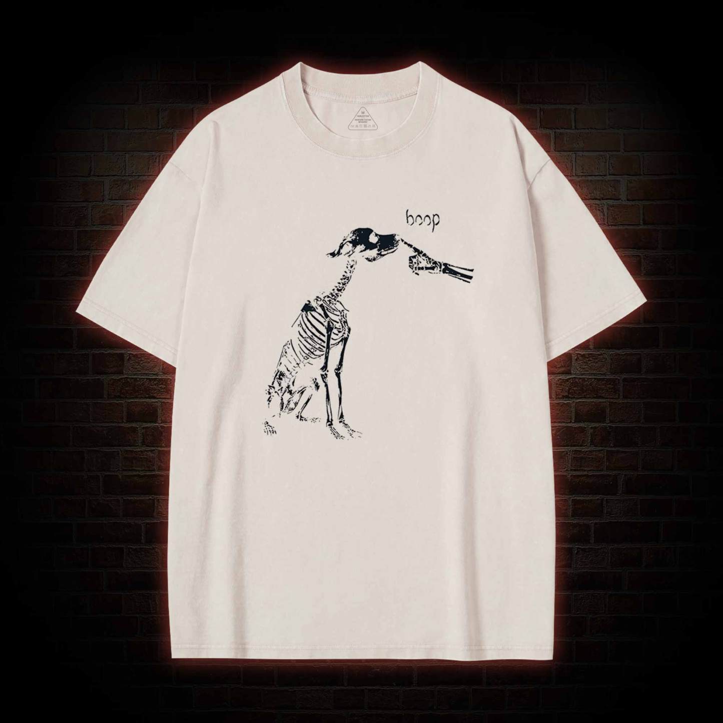 Boop Dog Skeleton Halloween Washed T-shirt