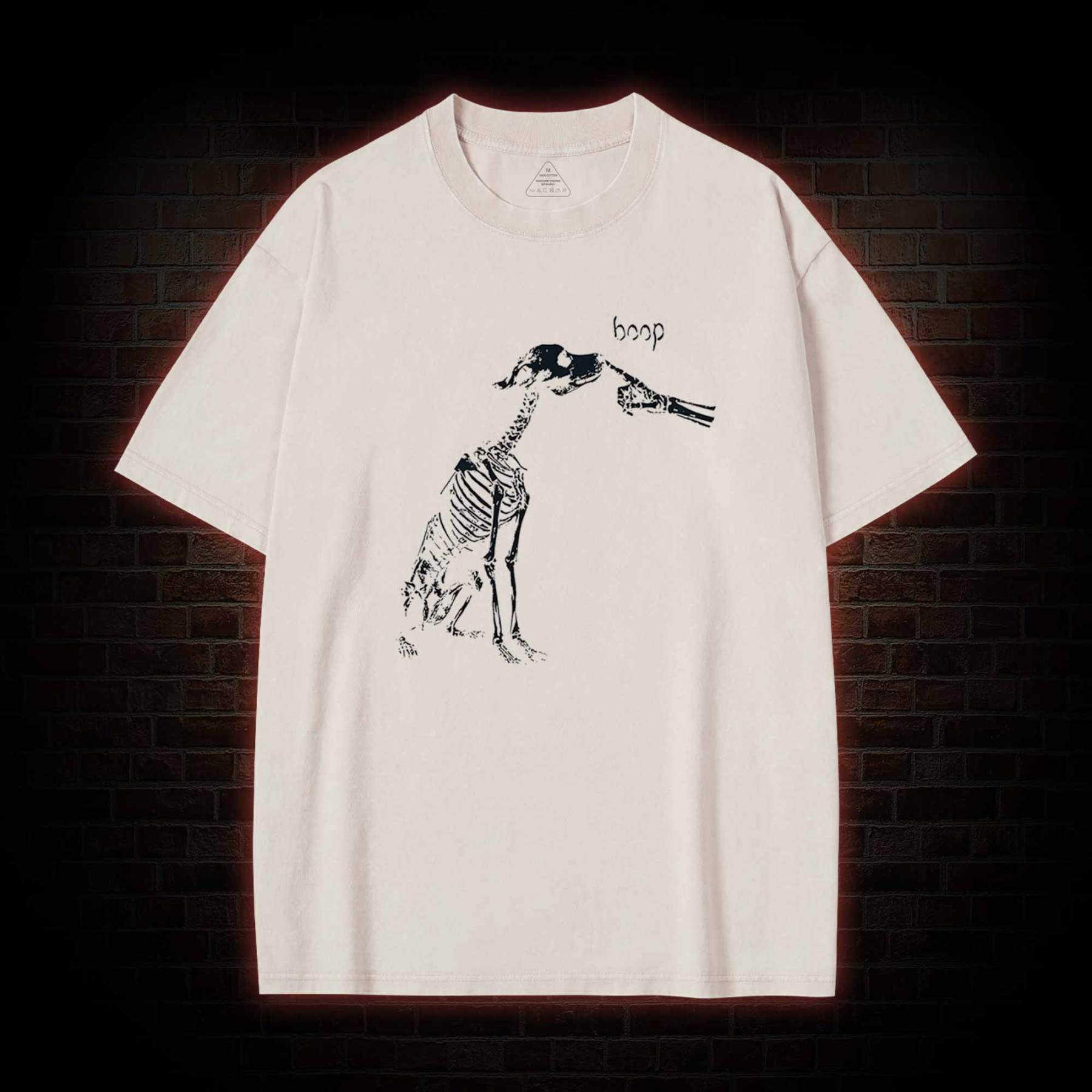 Boop Dog Skeleton Halloween Washed T-shirt