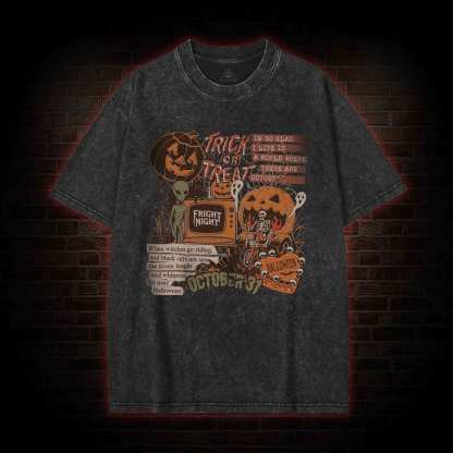 Vintage Halloween Collage Washed T-shirt
