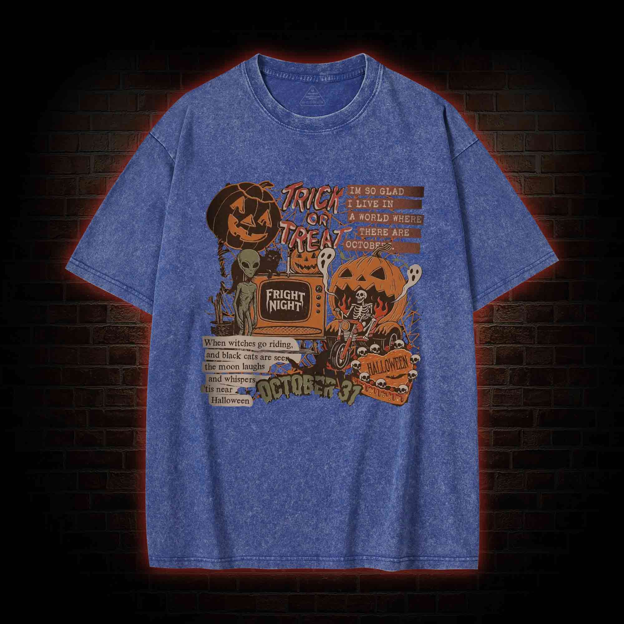 Vintage Halloween Collage Washed T-shirt