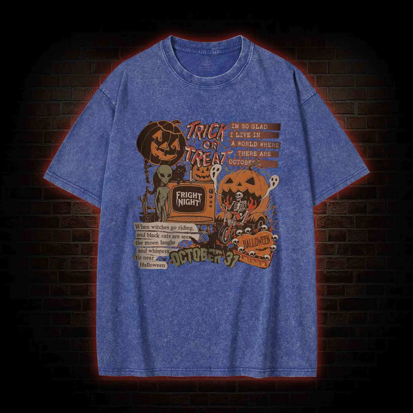 Vintage Halloween Collage Washed T-shirt