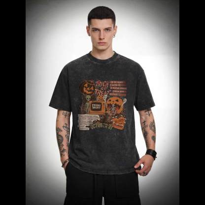 Vintage Halloween Collage Washed T-shirt