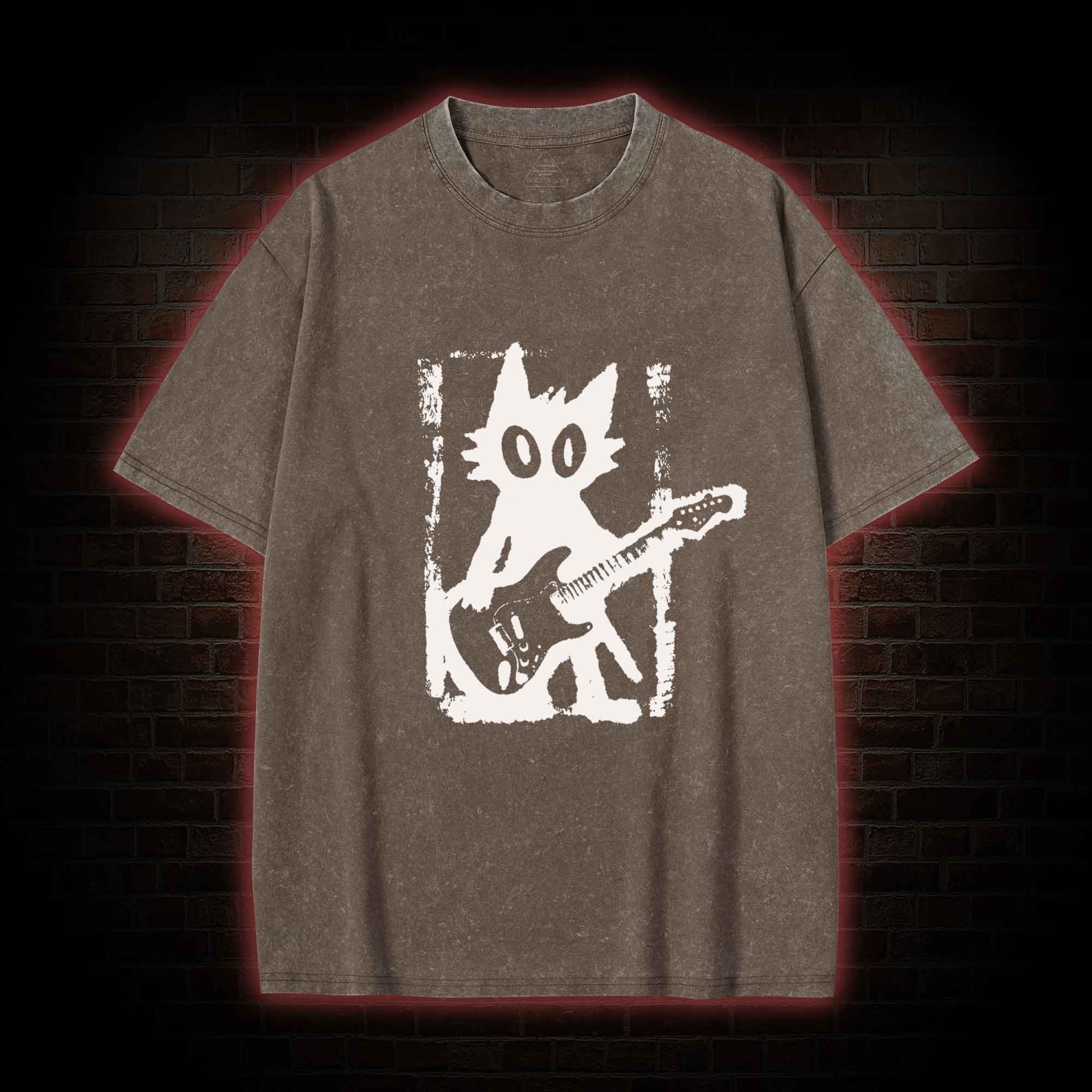 Rock and Roll Cat Washed T-shirt