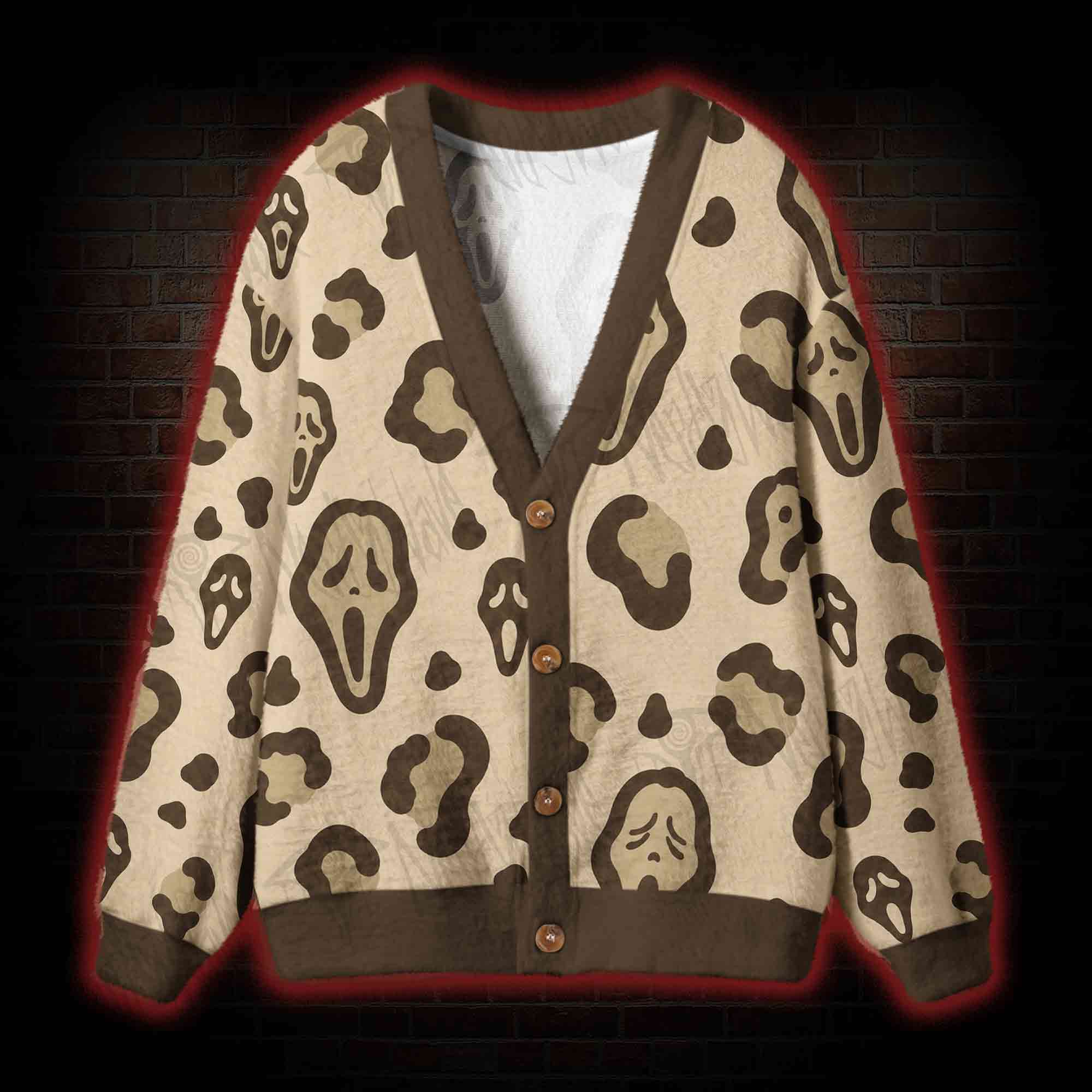 Leopard Ghostface Cardigan Sweater
