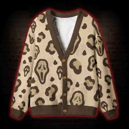 Leopard Ghostface Cardigan Sweater