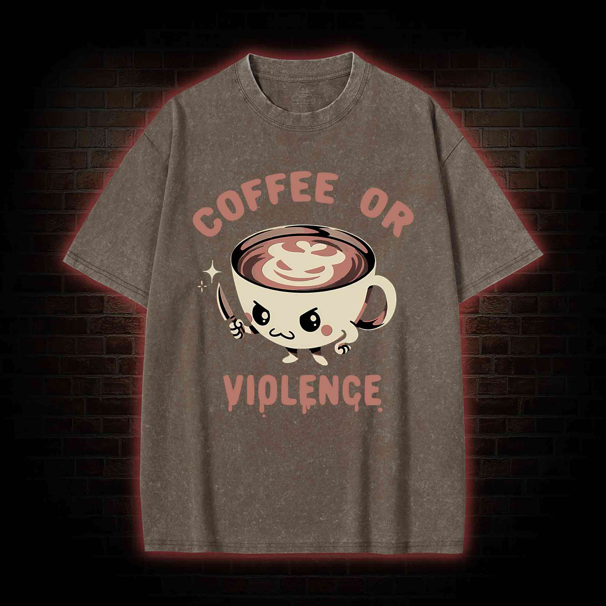 Coffee Or Violence Washed T-shirt