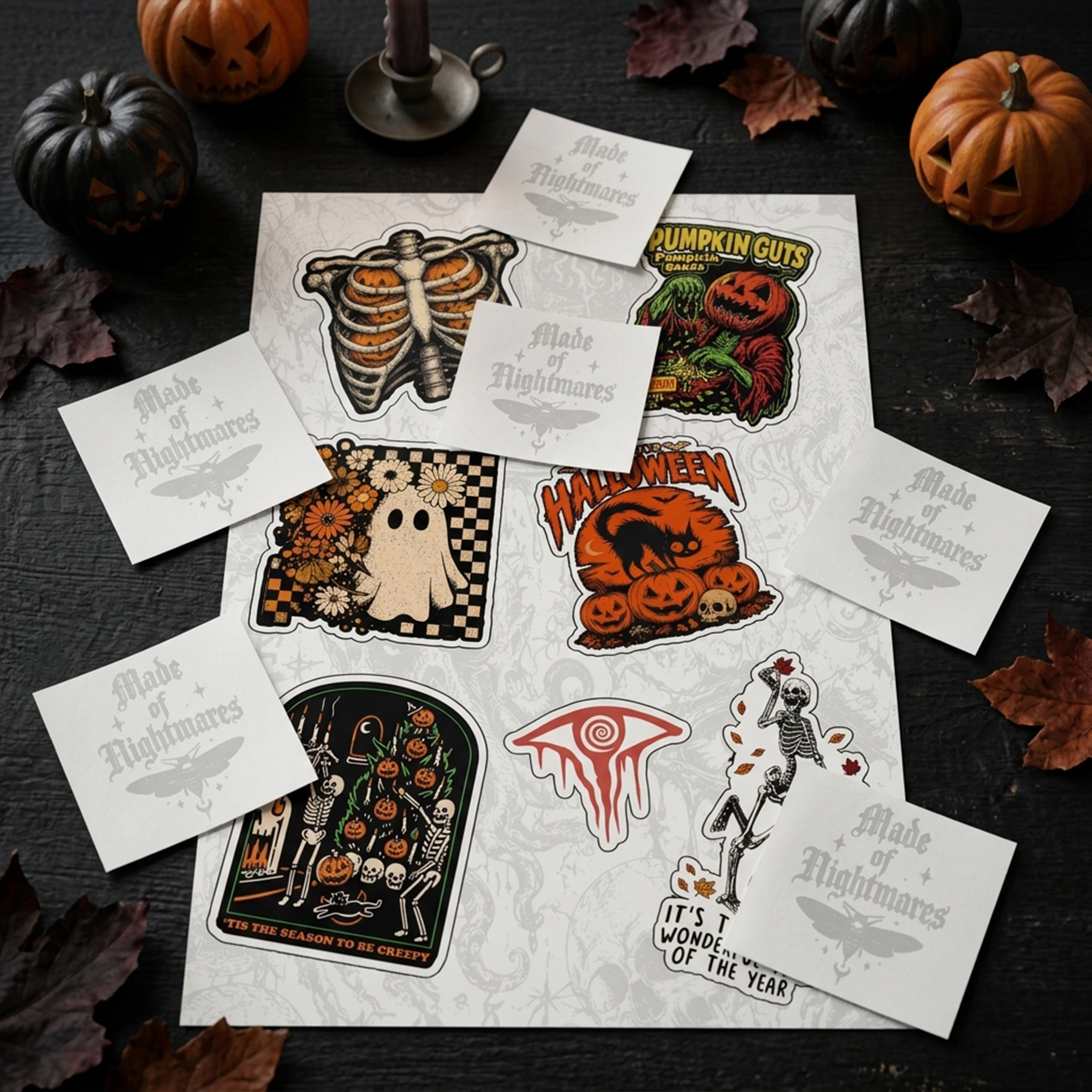 Temporary Tattoo & Halloween Sticker (A5 Hole Page) Set
