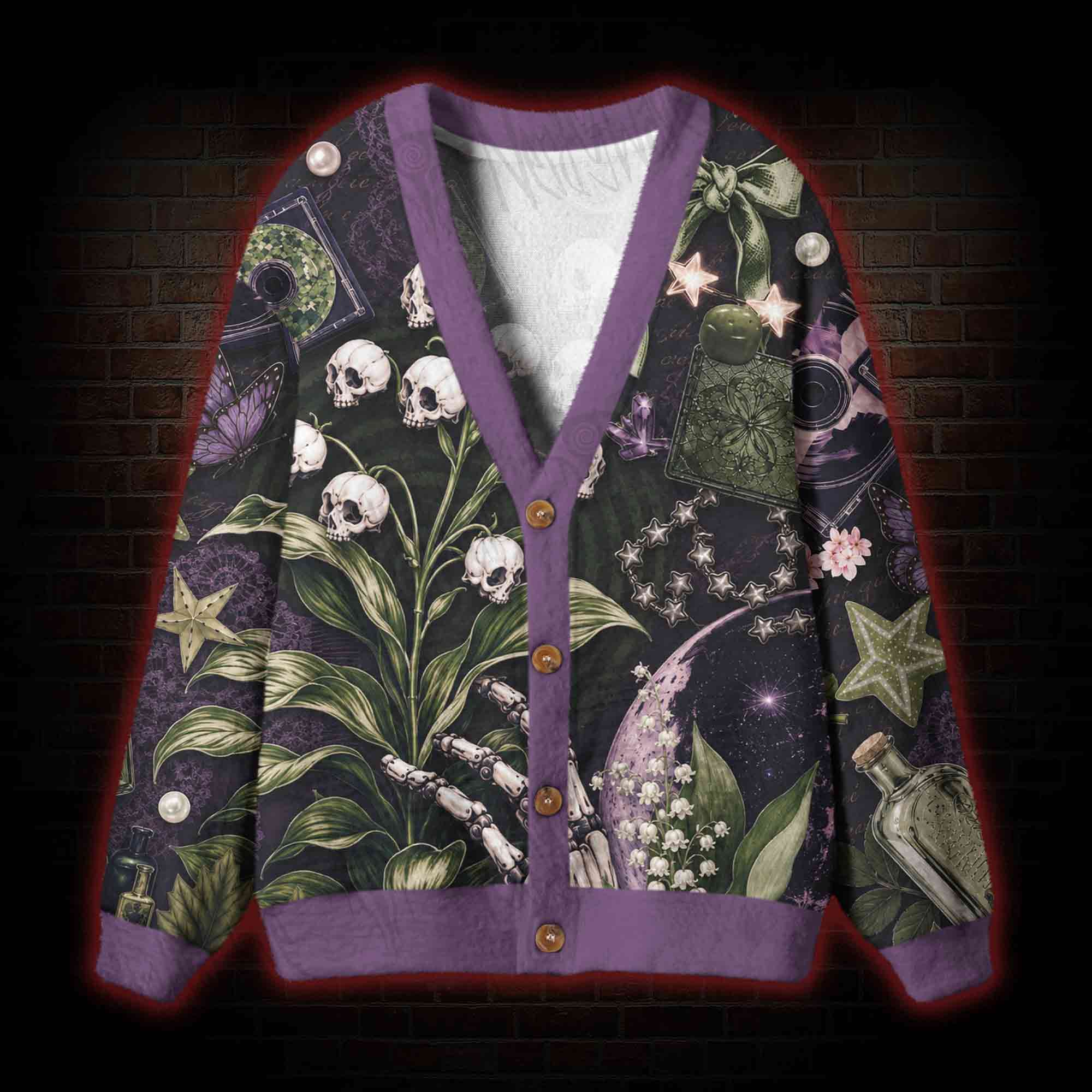 Skull Lily Cardigan Sweater
