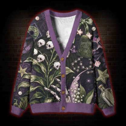 Skull Lily Cardigan Sweater