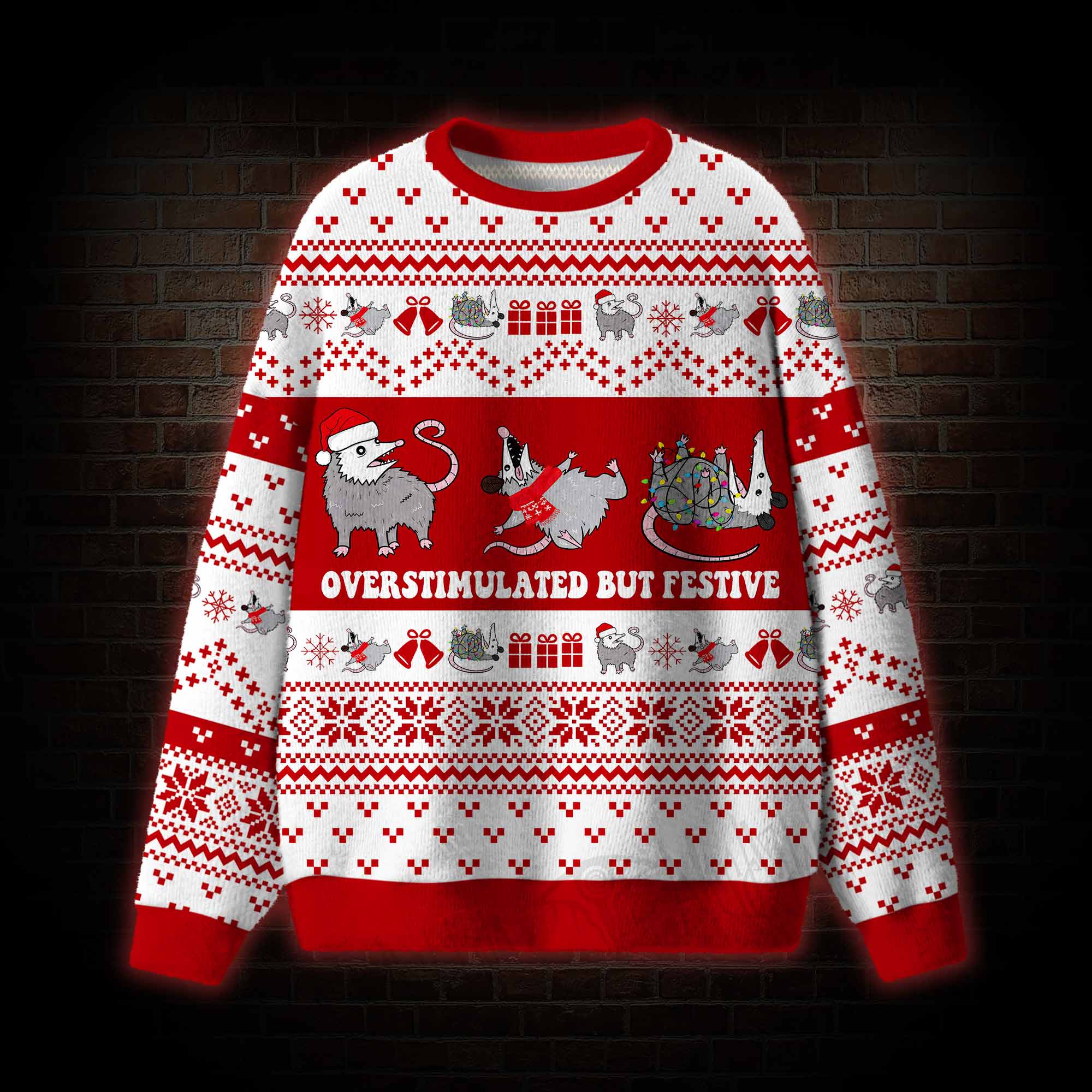 Overstimulated But Festive Ugly Sweatshirts