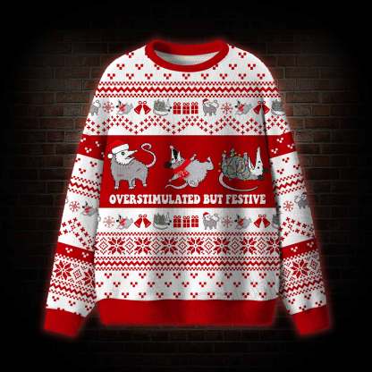 Overstimulated But Festive Ugly Sweatshirts