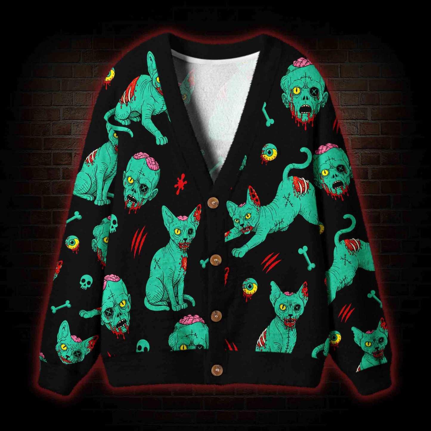 Zombie Brain Cardigan Sweater