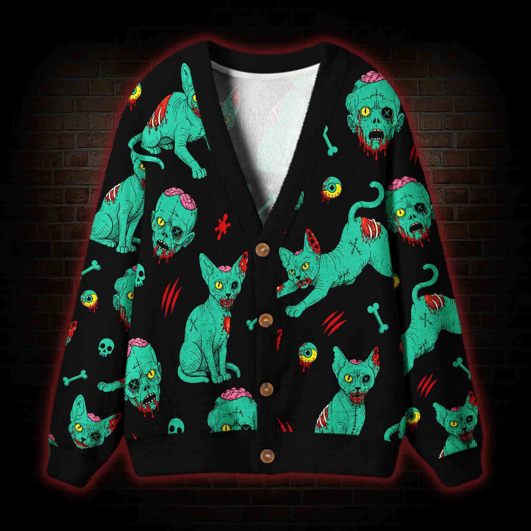 Zombie Brain Cardigan Sweater
