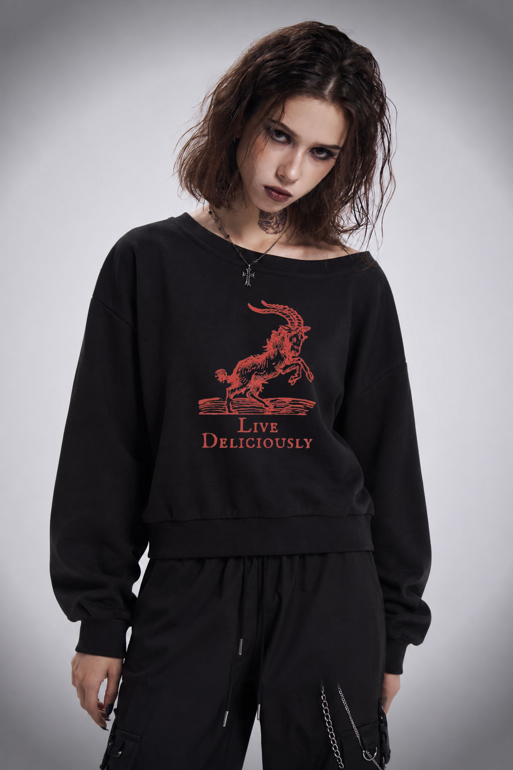 Live Deliciously Off Shoulder Sweatshirt