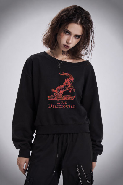 Live Deliciously Off Shoulder Sweatshirt