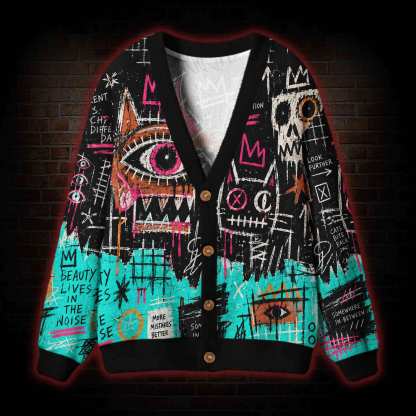 Neon Chaos Cardigan Sweater