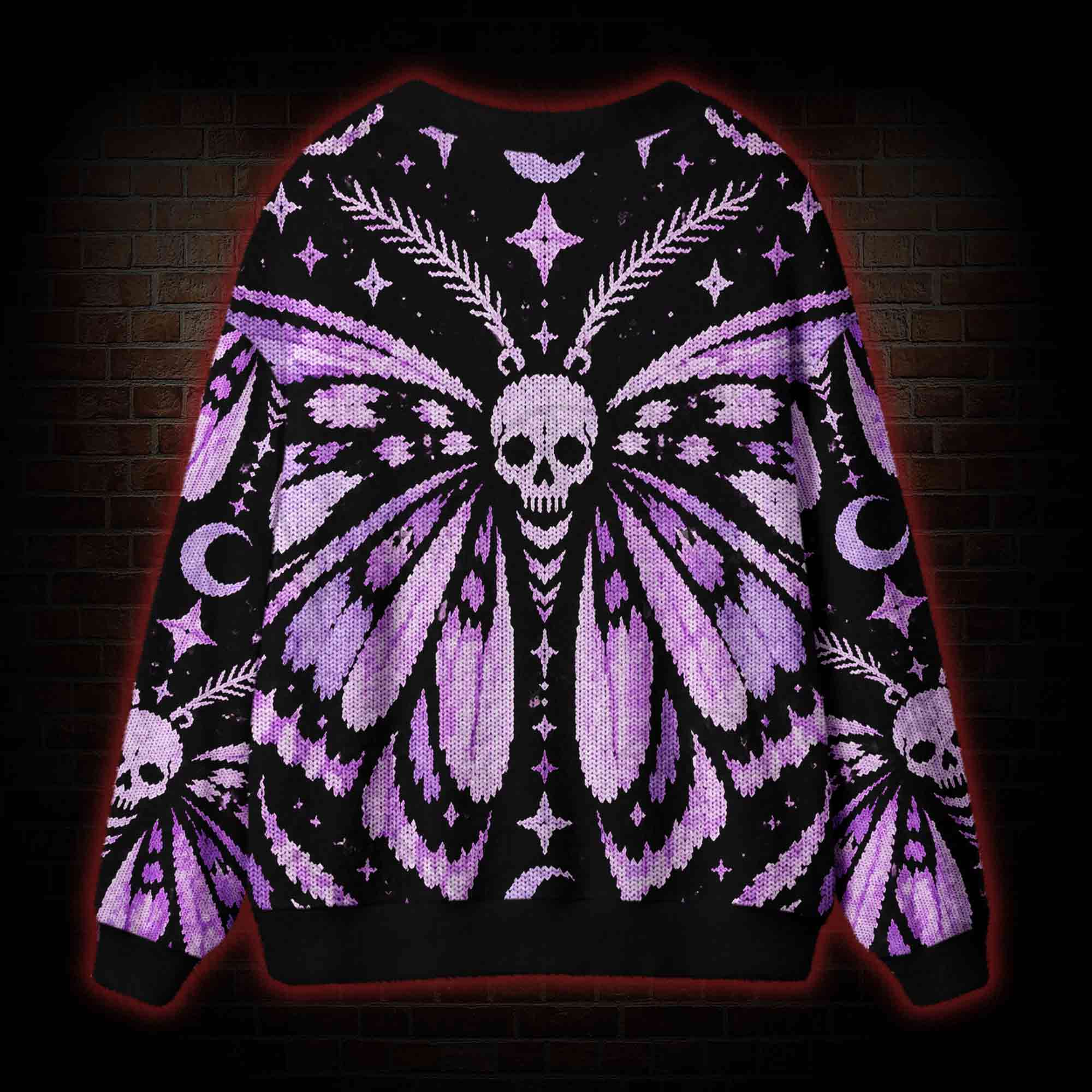 Gothic Purple Death Moth Cardigan Sweater