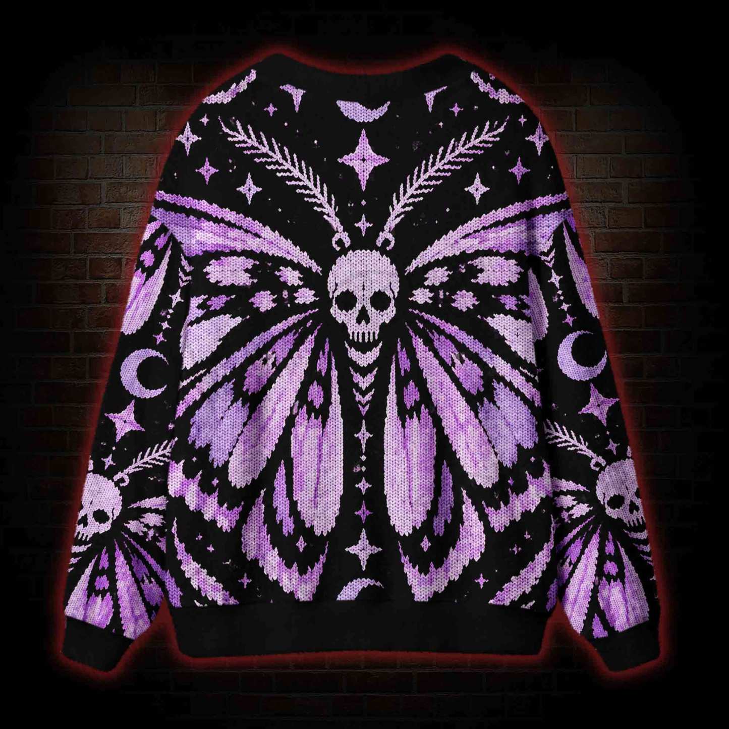 Gothic Purple Death Moth Cardigan Sweater