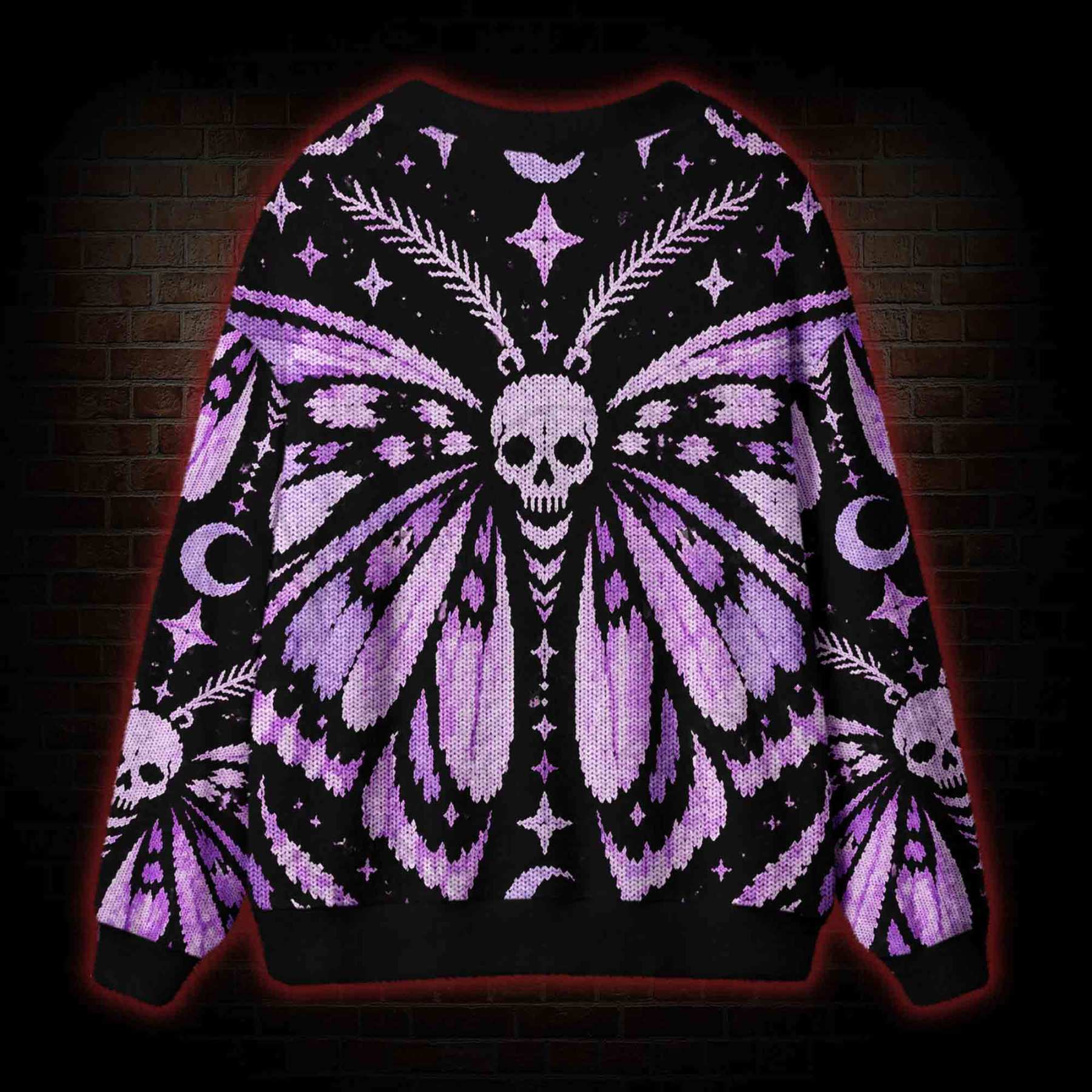 Gothic Purple Death Moth Cardigan Sweater