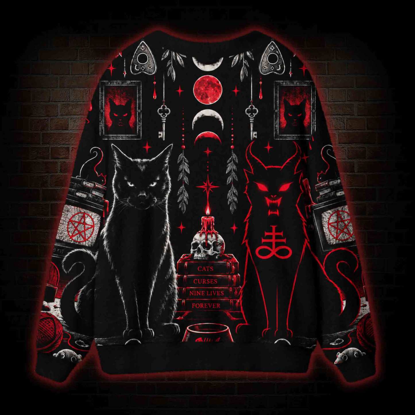 Satanic Cat Ritual Cardigan Sweater