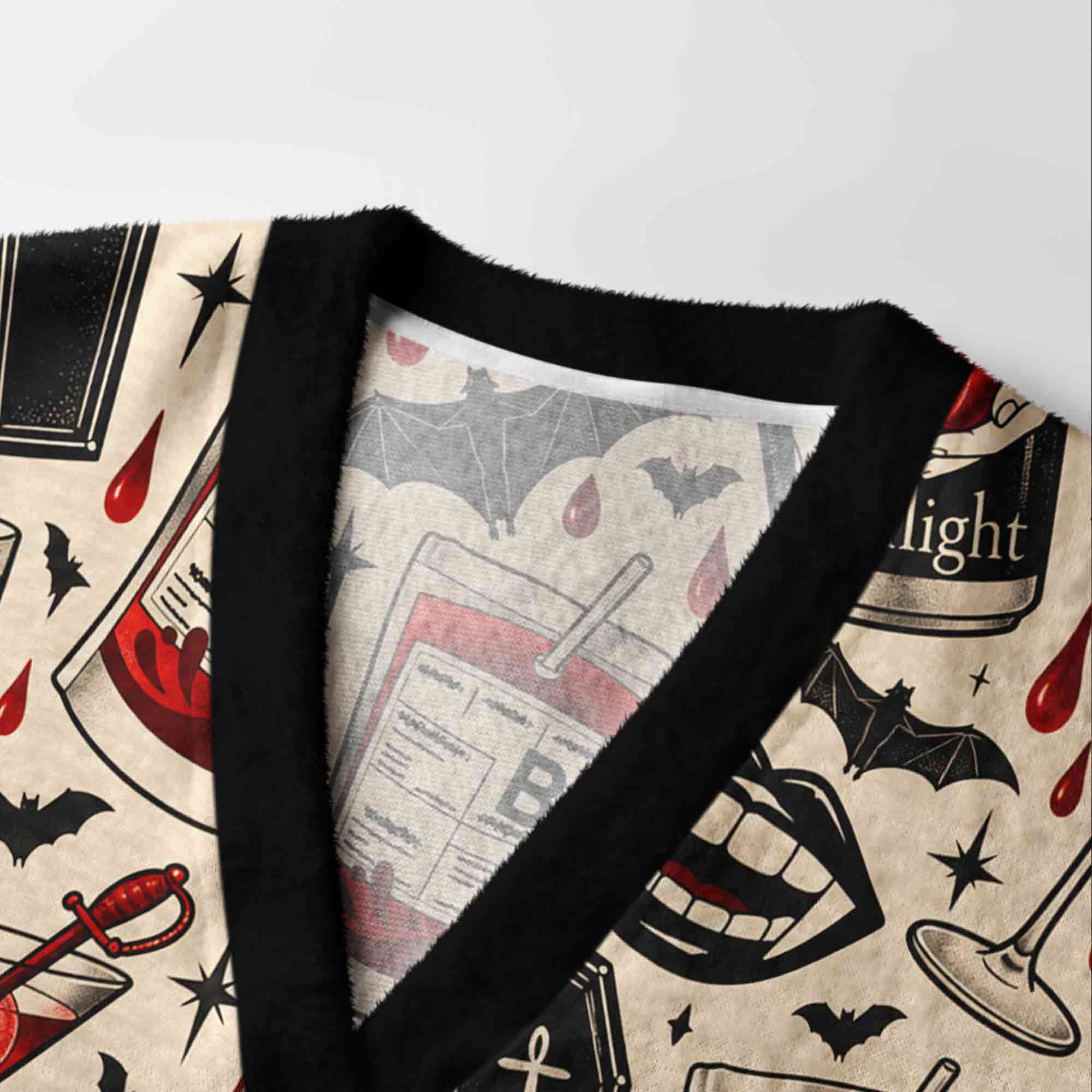 Retro Vampire's Menu Cardigan Sweater