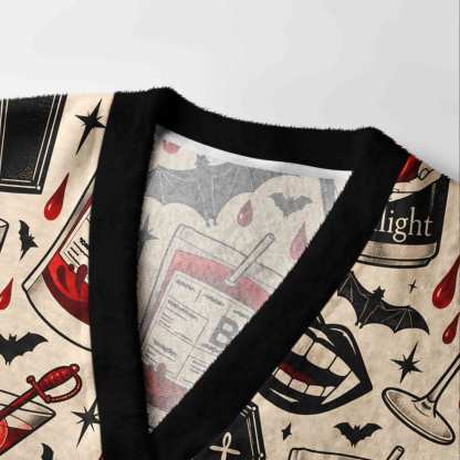 Retro Vampire's Menu Cardigan Sweater
