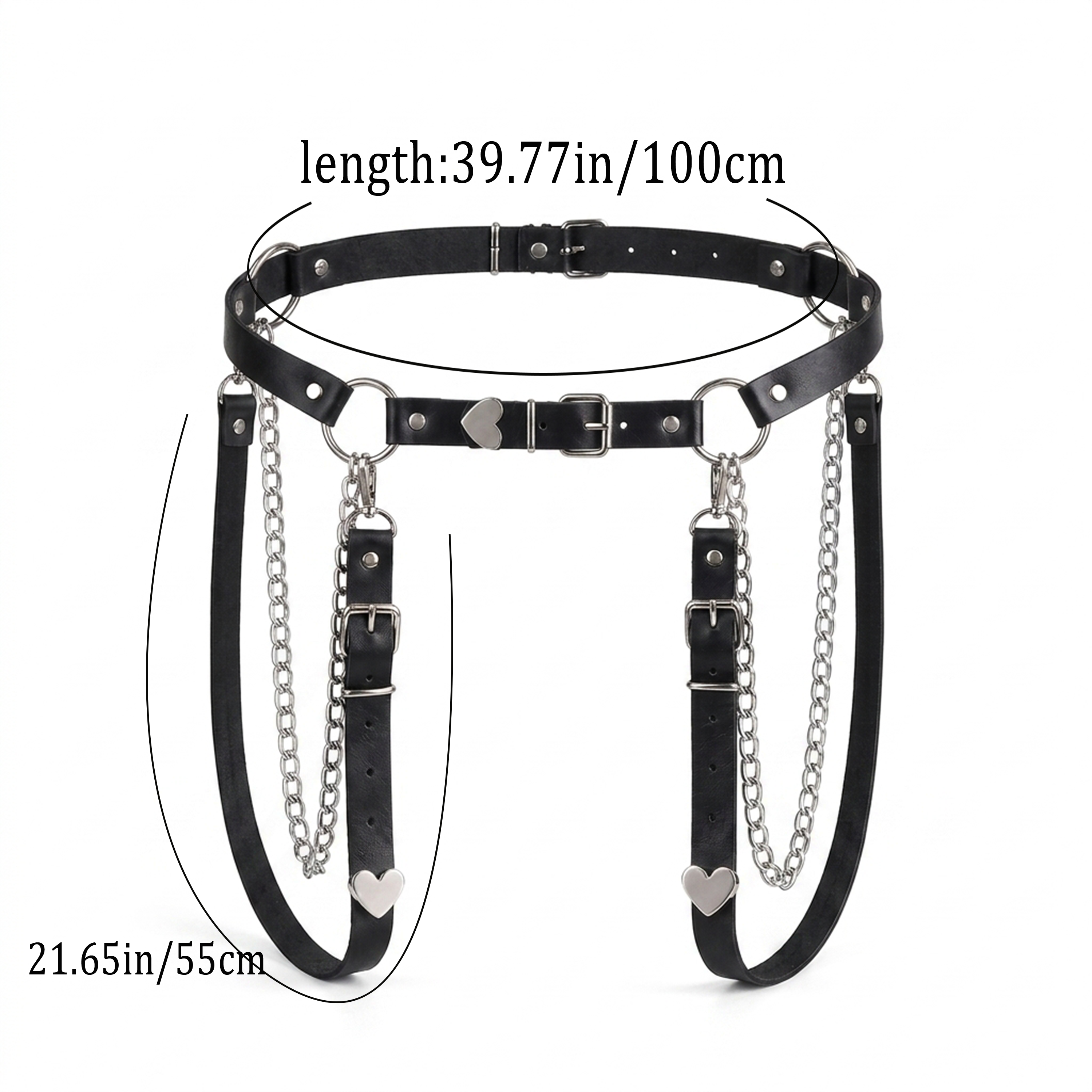 Punk PU Leather Waist Chain Belt