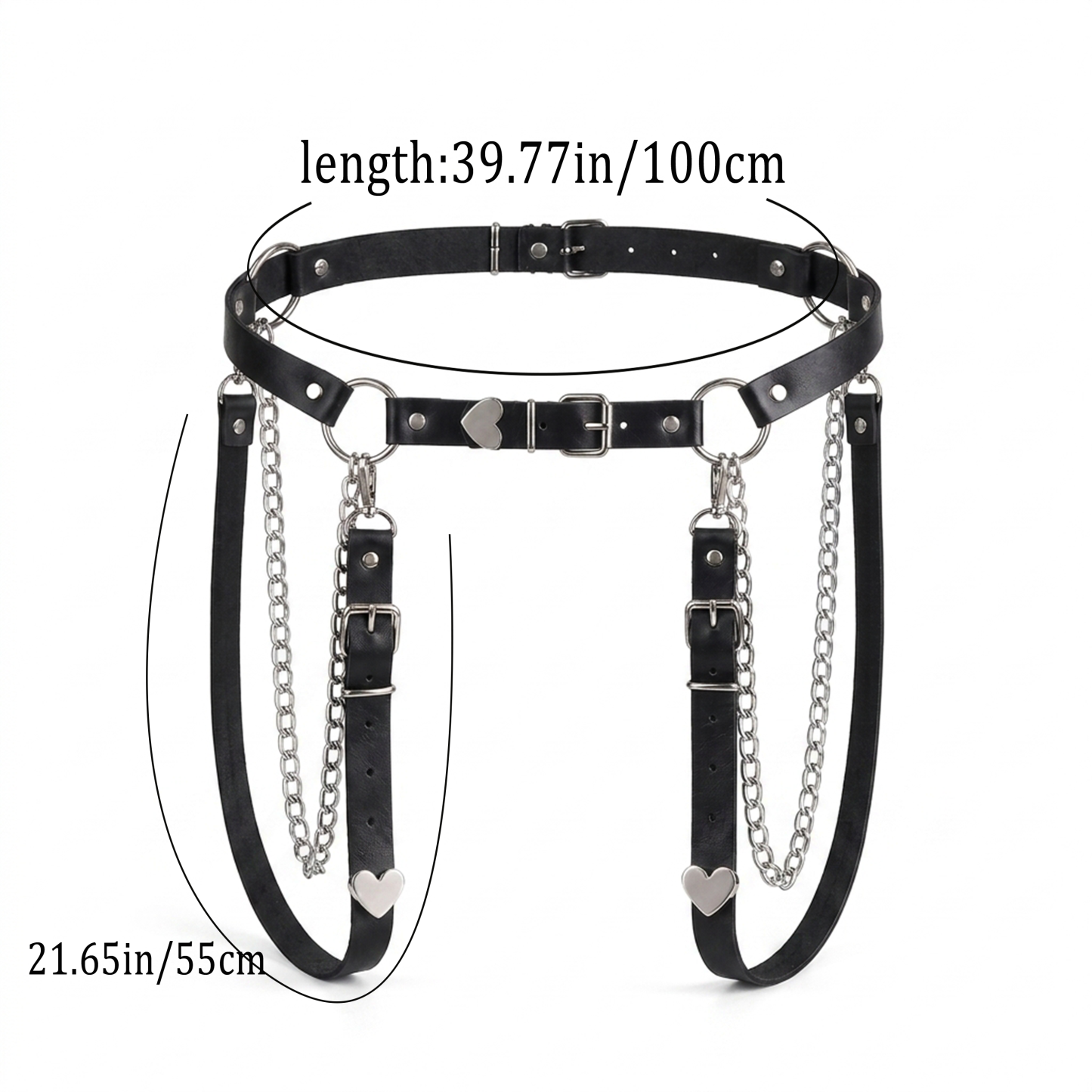 Punk PU Leather Waist Chain Belt