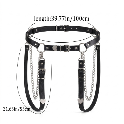 Punk PU Leather Waist Chain Belt