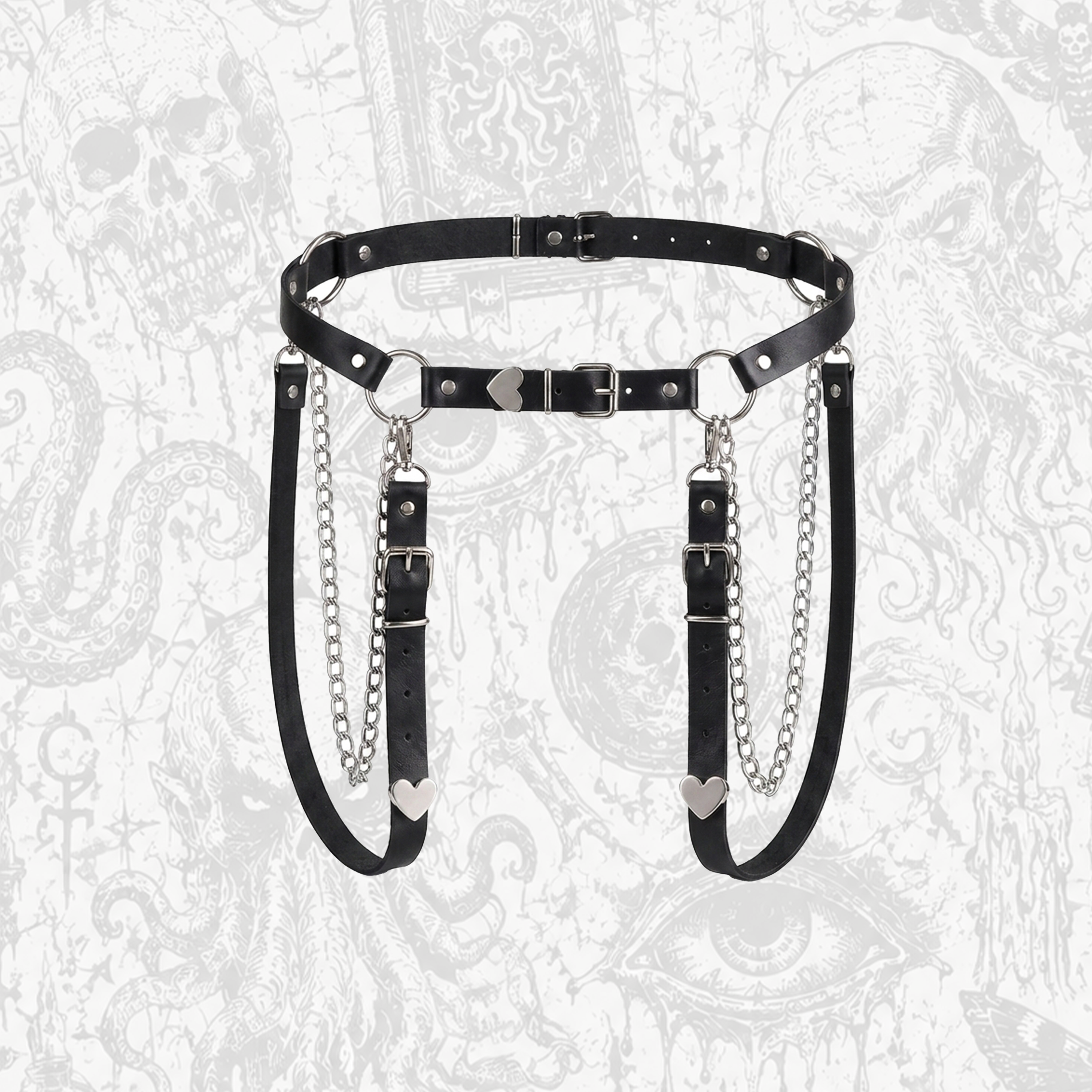 Punk PU Leather Waist Chain Belt