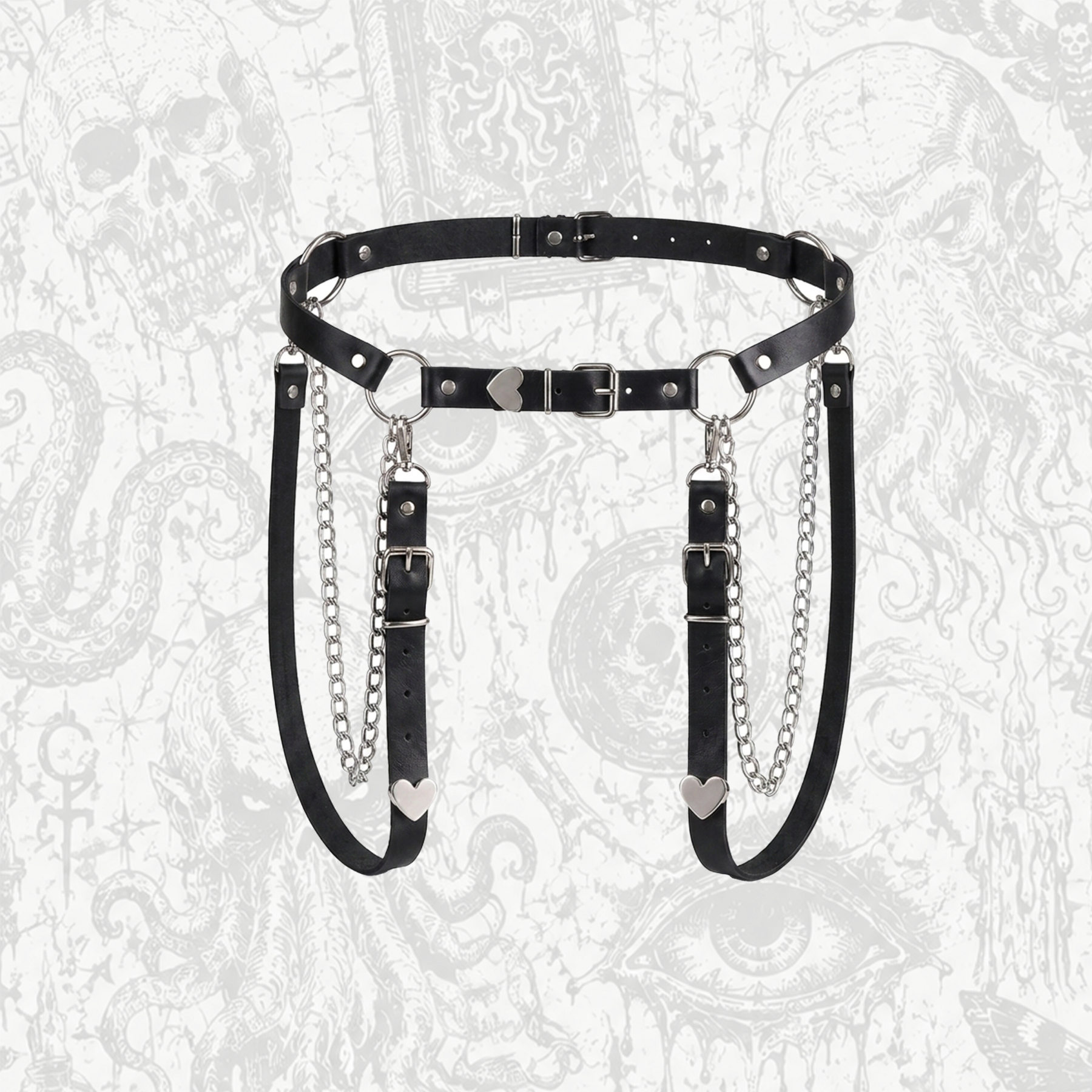 Punk PU Leather Waist Chain Belt
