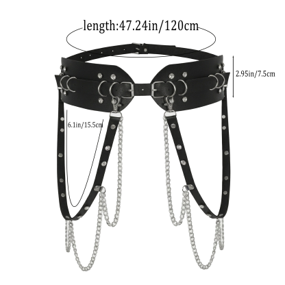 Punk Fashion PU Leather Waist Chain Belt