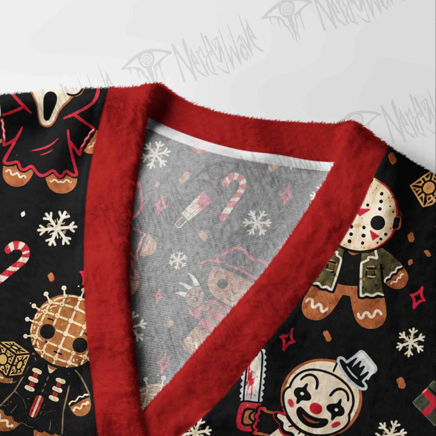 Funny Gingerbread Slasher Cardigan Sweater