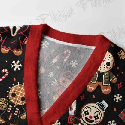 Funny Gingerbread Slasher Cardigan Sweater