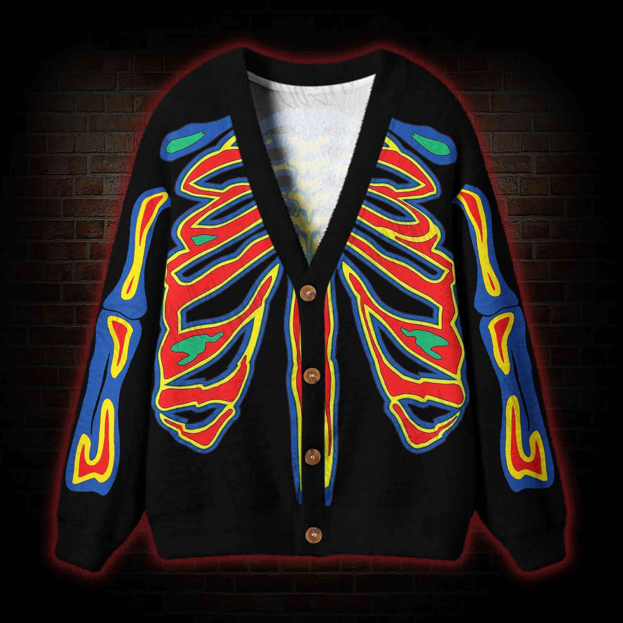 Vintage Thermal Ribcage Cardigan Sweater