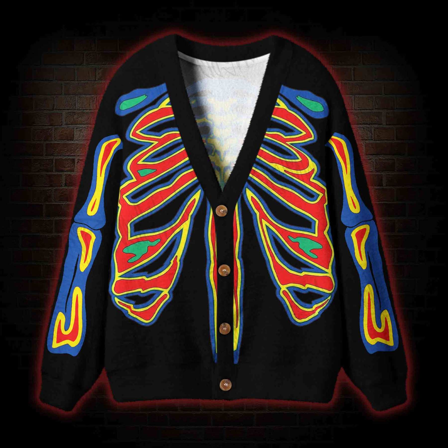 Vintage Thermal Ribcage Cardigan Sweater