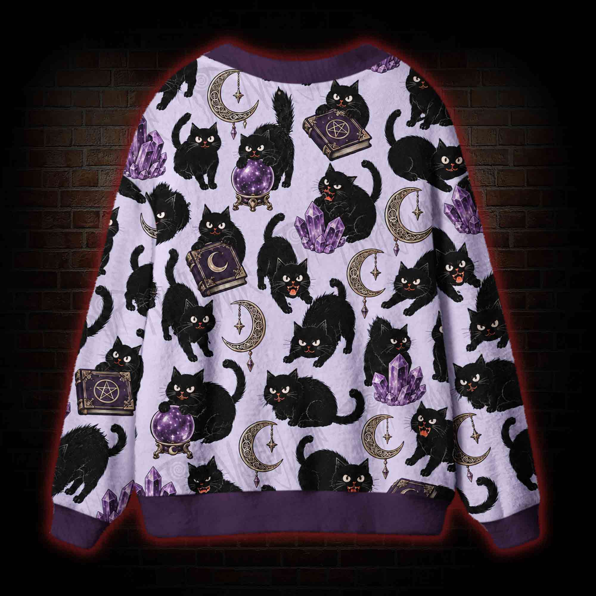 Vintage Witchy Black Cat Cardigan Sweater
