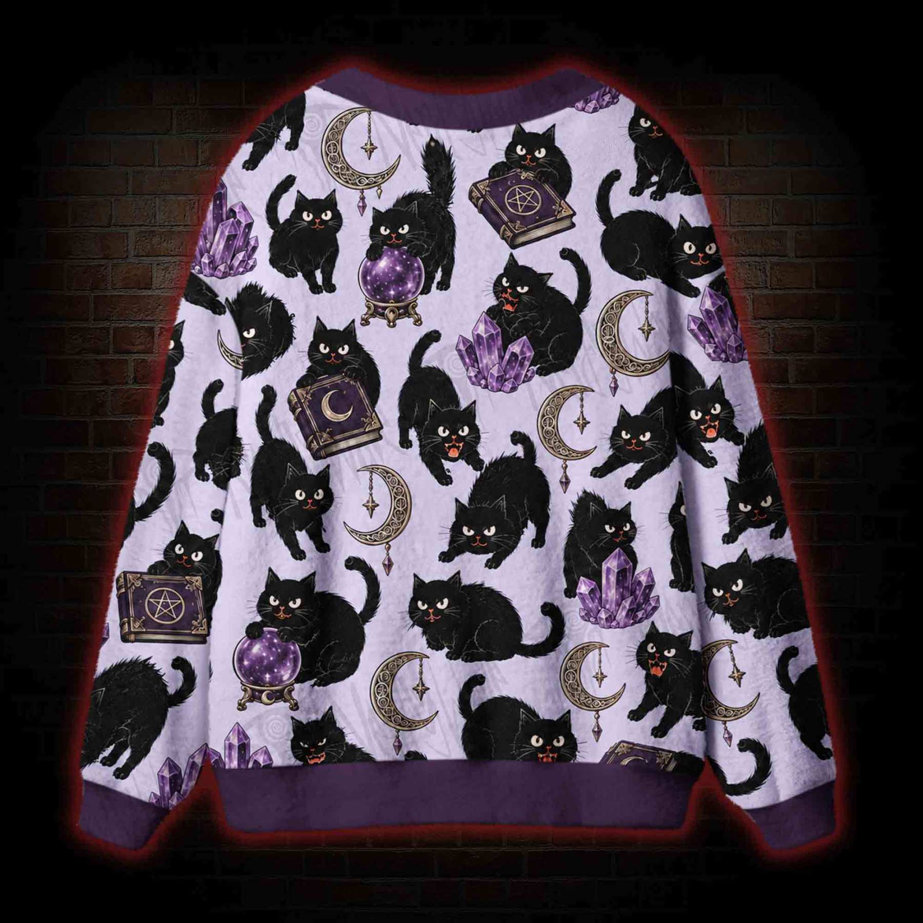 Vintage Witchy Black Cat Cardigan Sweater