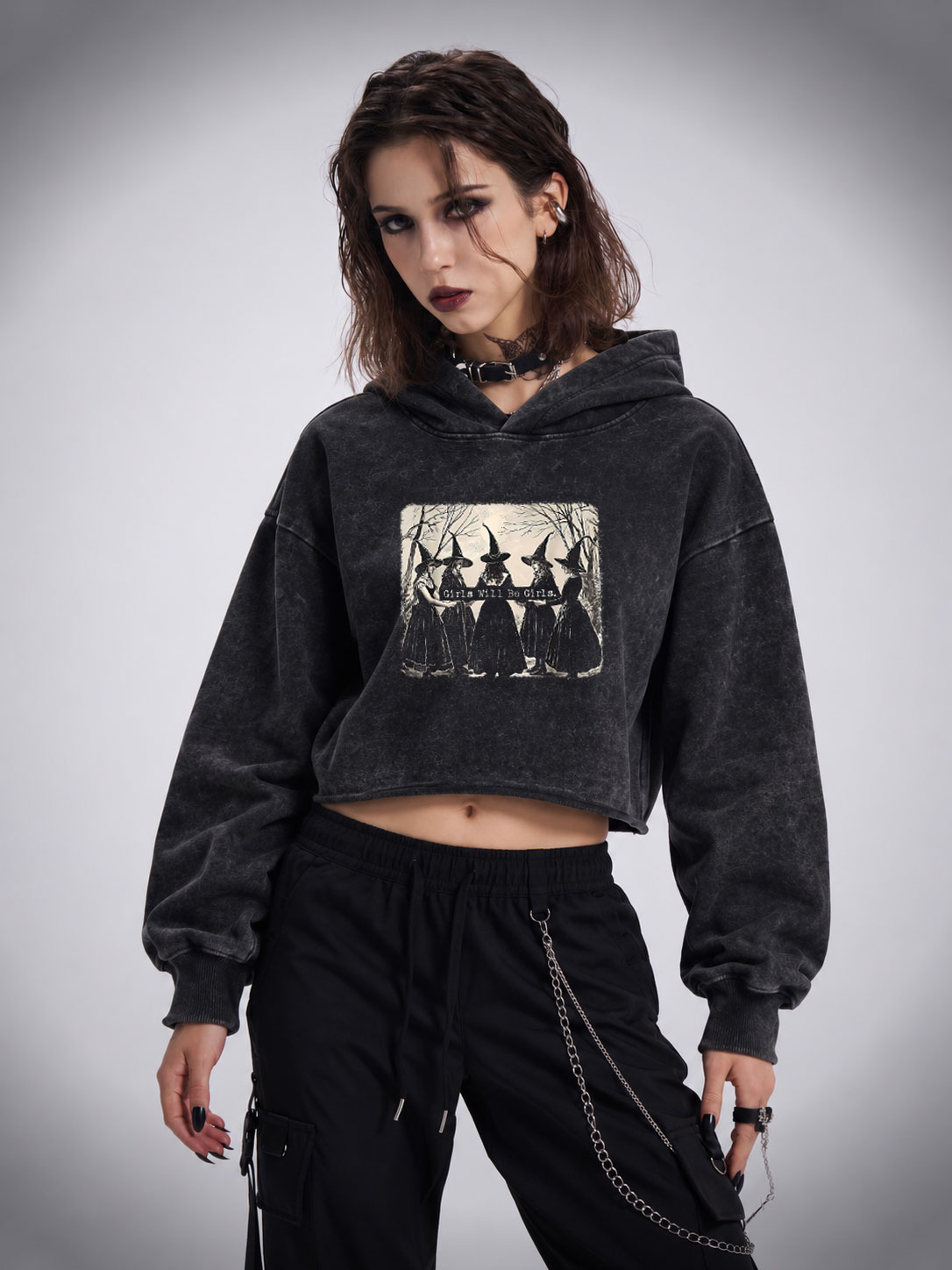 Girl Will Be Girl Washed Cropped Hoodie
